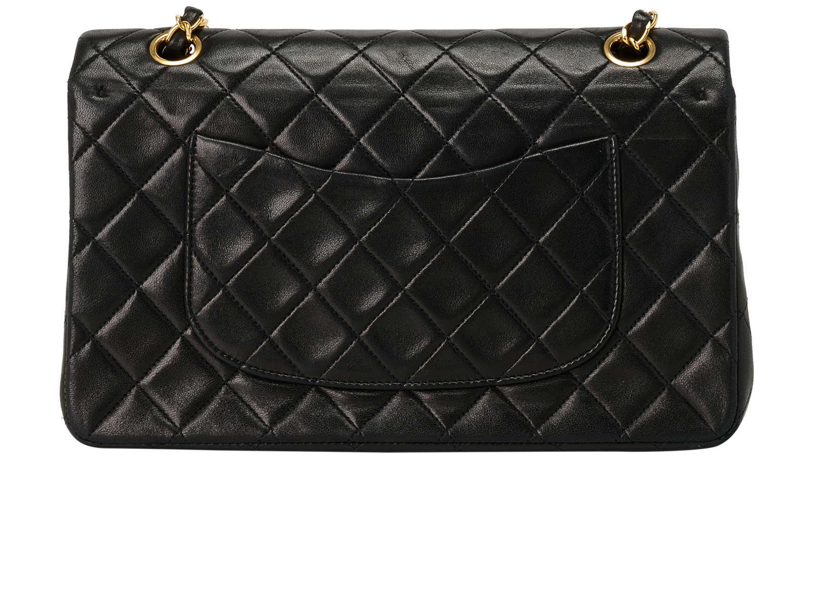 Medium Double Flap, &pound;4,800, Handbags, Black, Lambskin Leather, Back view
